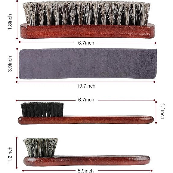 Horse Hair Leather Shoe Brush Soft & Hard Hair Care Tool