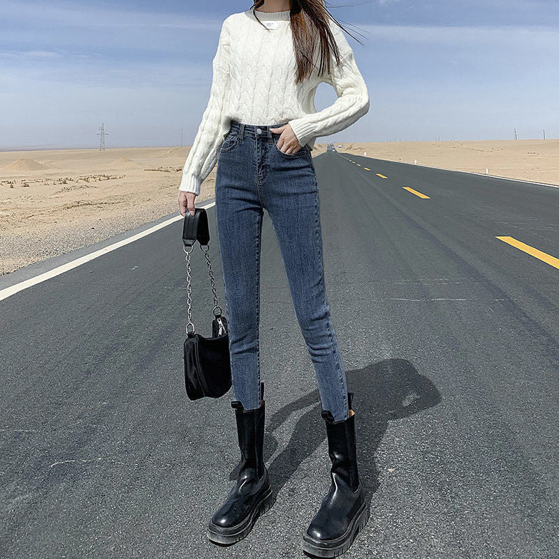 Korean High Waist Skinny Jeans – Slim Fit Ankle Pencil Pants