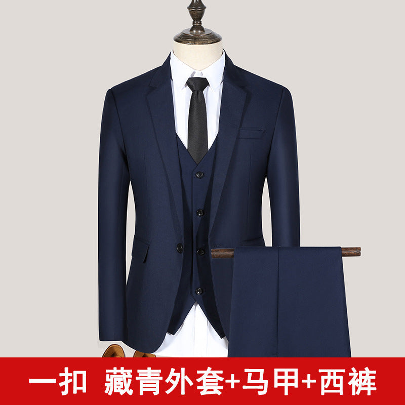Men’s Slim Fit Three-Piece Suit – Spring & Autumn Groomsmen Suit