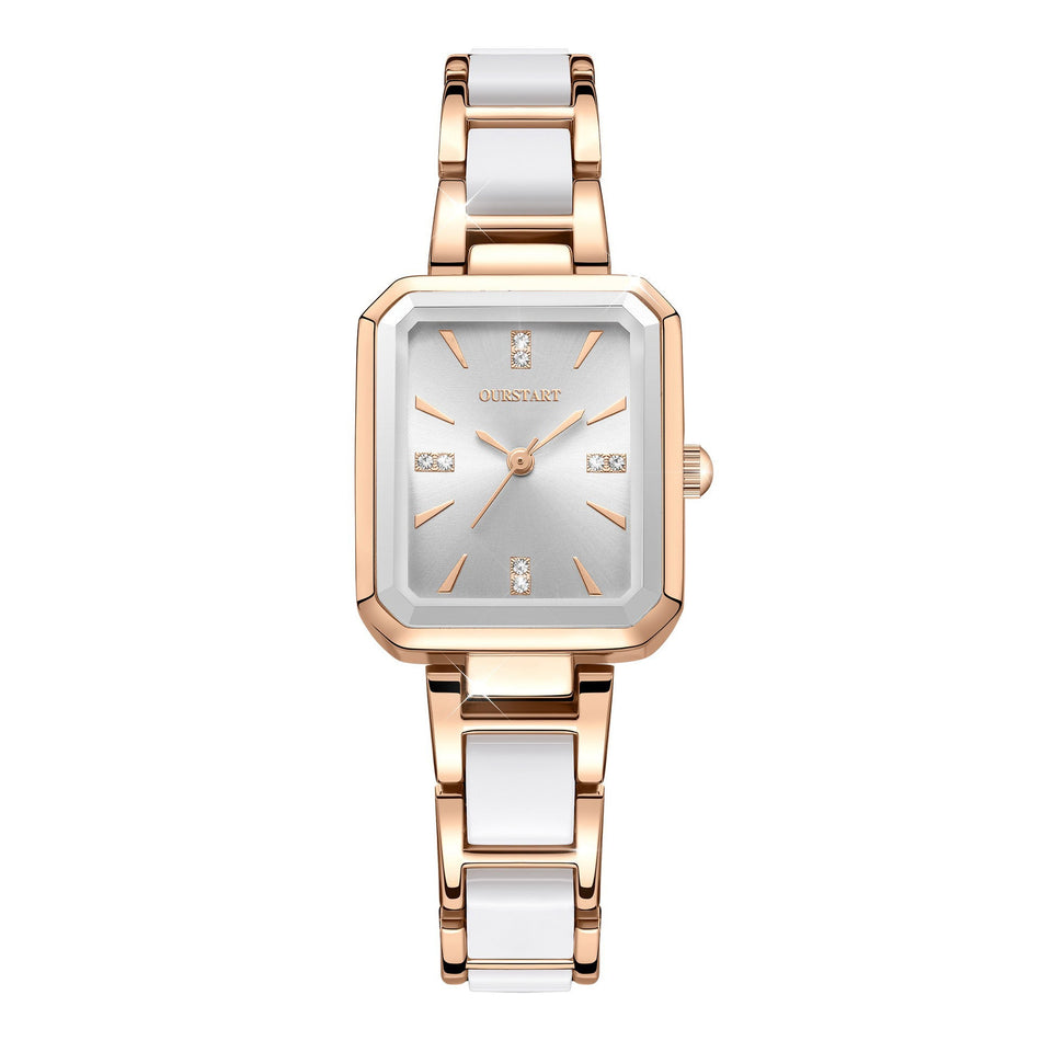 STOCK-Diamond-Studded Square Watch – Waterproof & Stylish