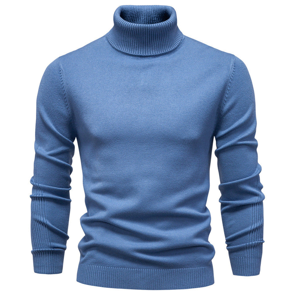 STOCK-Men’s Casual Pullover Knitwear – Solid Color Turtleneck