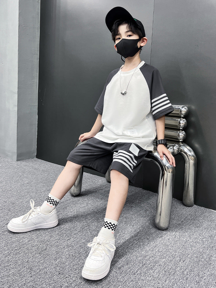 Boys 2024 Summer Short-Sleeved Sports Two-Piece Set – Summer Kids Fashion Nepal | Tudoholic