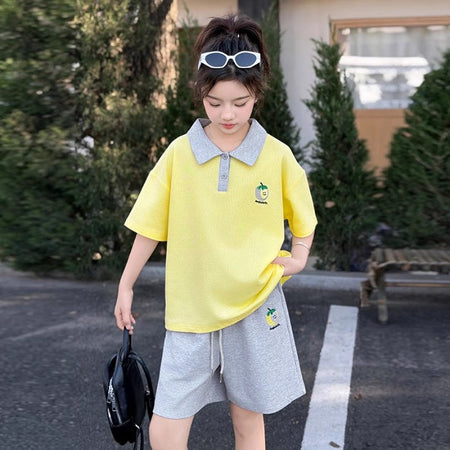 Girls Cartoon Apple Smiley Shorts Summer Set – Baby & Children's Outfits – Image 6