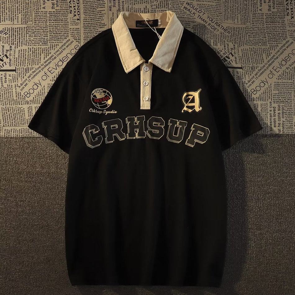 Men's Japanese Style Half-Sleeve Harajuku Polo Shirt