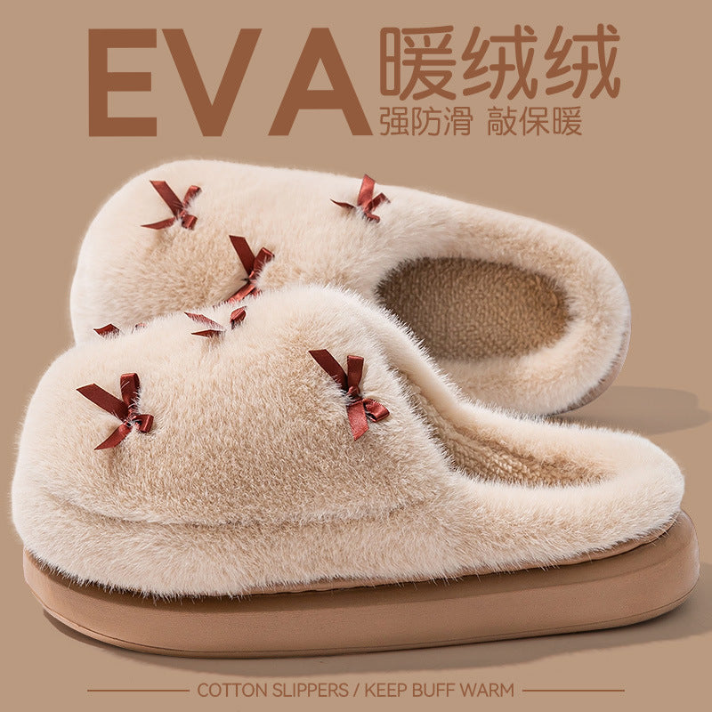 Warm Plush Cotton Slippers for Women
