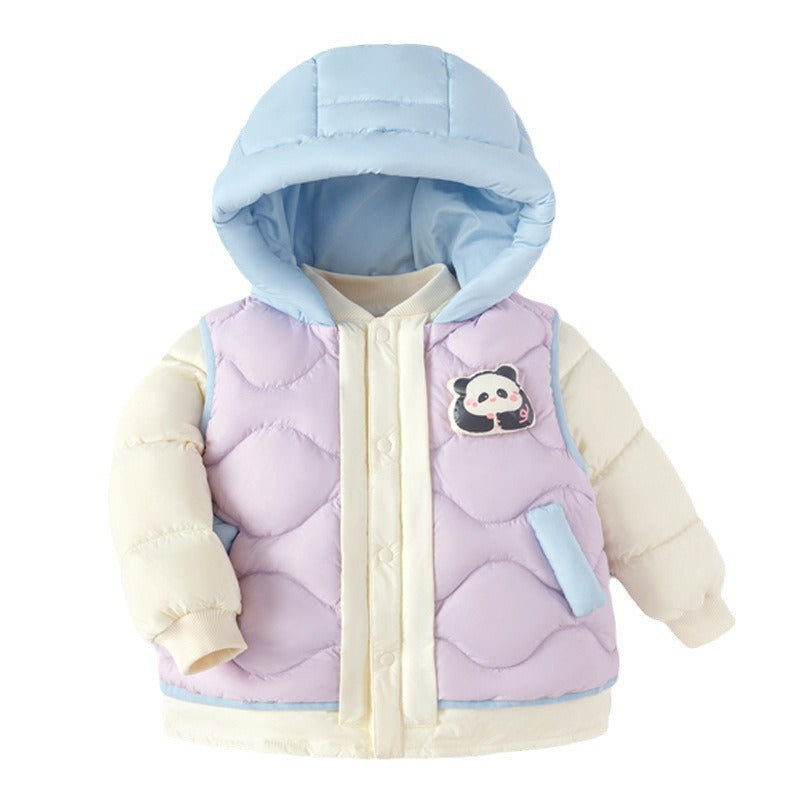 Baby Girl Winter Down Jumpsuit – Kids Fur Collar 2-Piece Suit