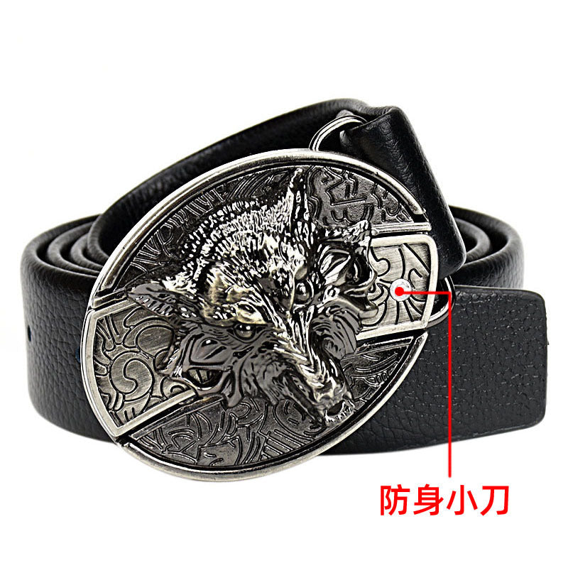 Men’s Self-Defense Leather Belt 🔪 Korean Alloy Buckle