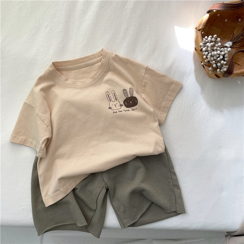 Kids Cotton Rabbit Print Korean Style Summer T Shirt Top Fun