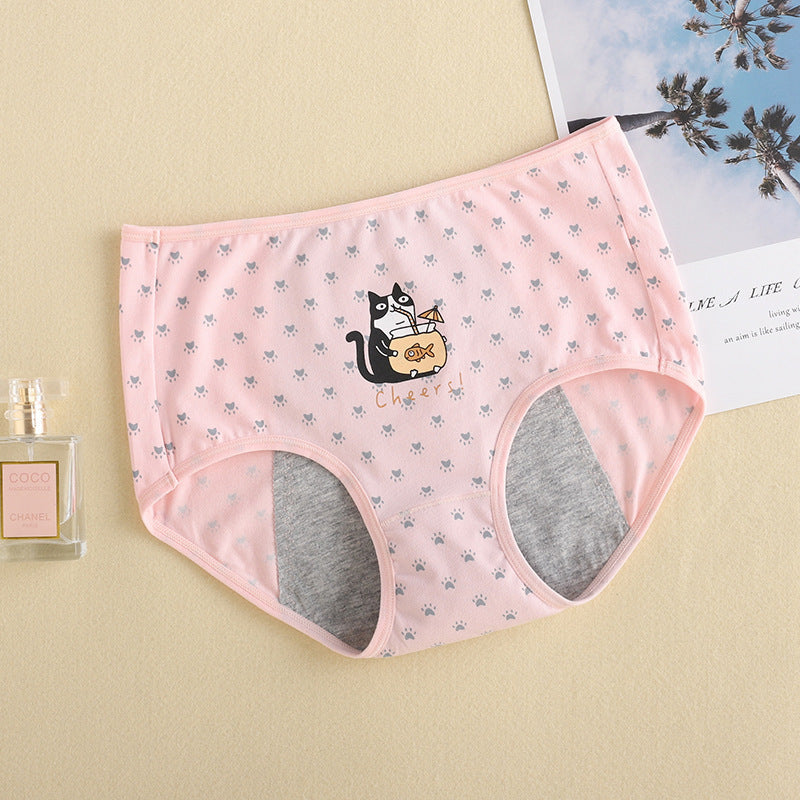 PACK OF - 8 Cute Women's Cotton Menstrual Leak-Proof Underwear