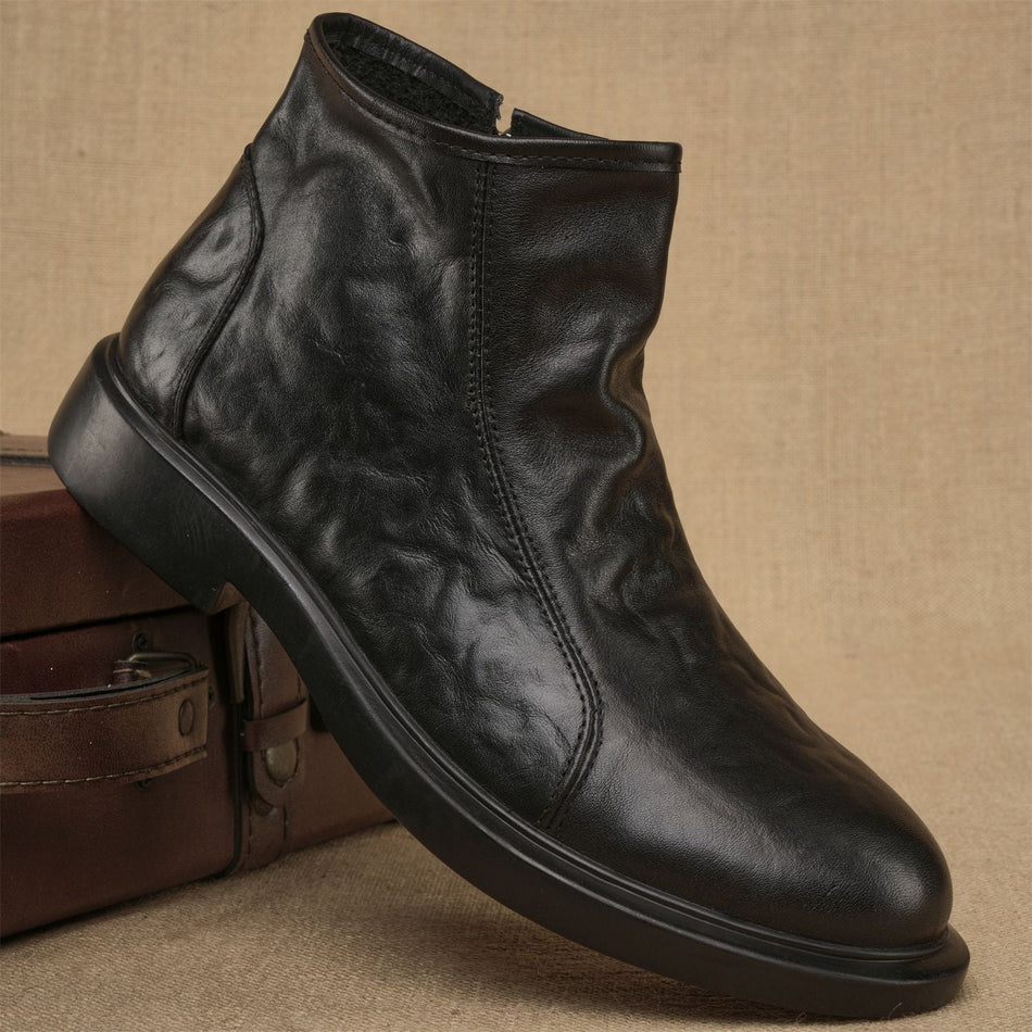 Men's Genuine Cowhide High-Top Martin Boots Casual Style