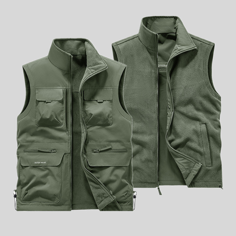 Men’s Double-Sided Plush Vest – Warm Outdoor Polar Fleece
