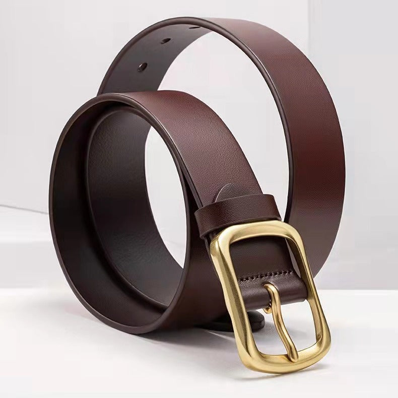 Men’s Antique Alloy Buckle Soft Leather Belt