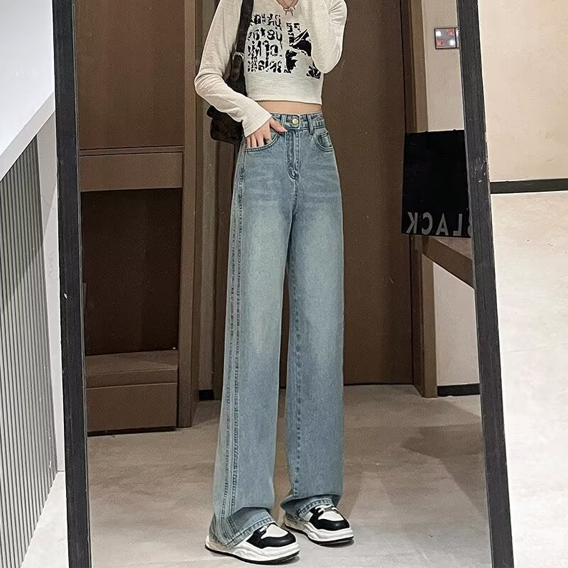 Vintage high-waist wide-leg jeans for women plus size