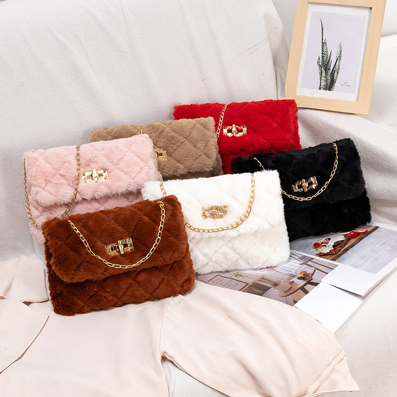 Plush Embroidered Chain Shoulder Bag for Women – 2022