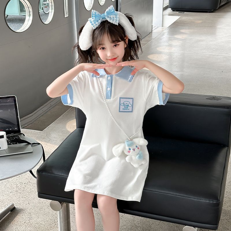 Purple girls Korean-style princess summer dress for casual and seasonal wear