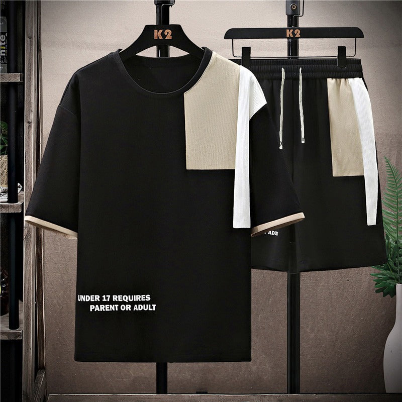 Men’s 2025 Summer Sports Suit – Trendy Korean Two-Piece Set