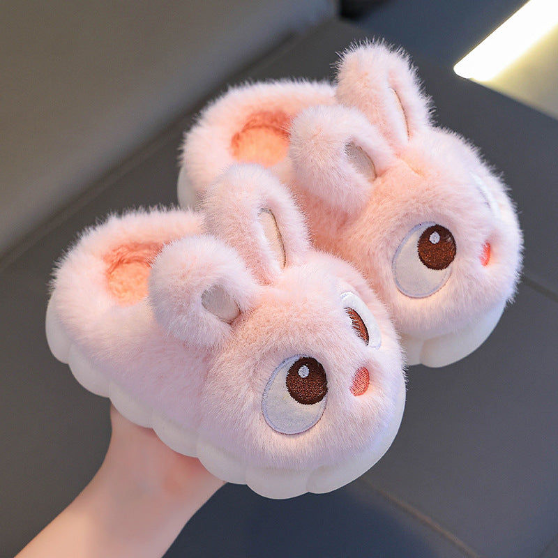 Children’s Winter Cotton Slippers – Cute Rabbit Plush