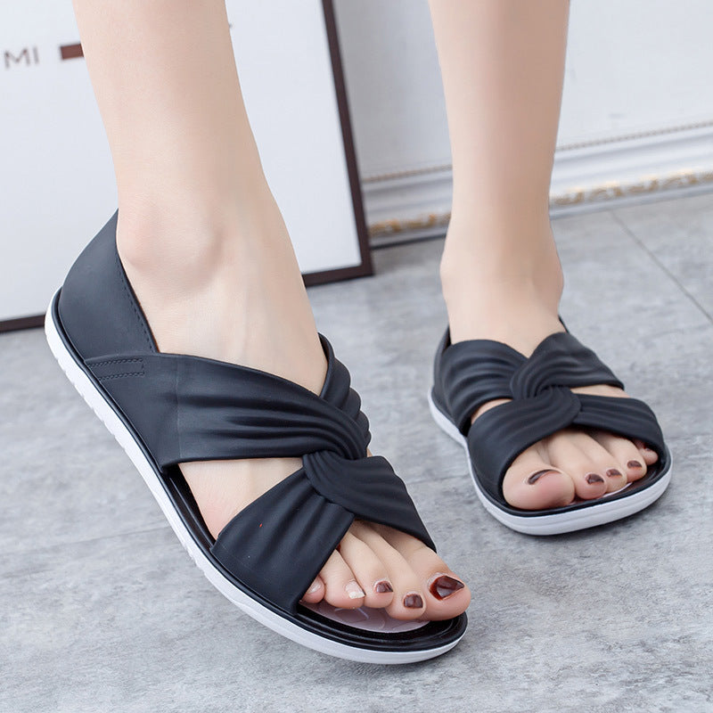 Korean-Style Flat Sandals – Trendy & Comfortable Footwear