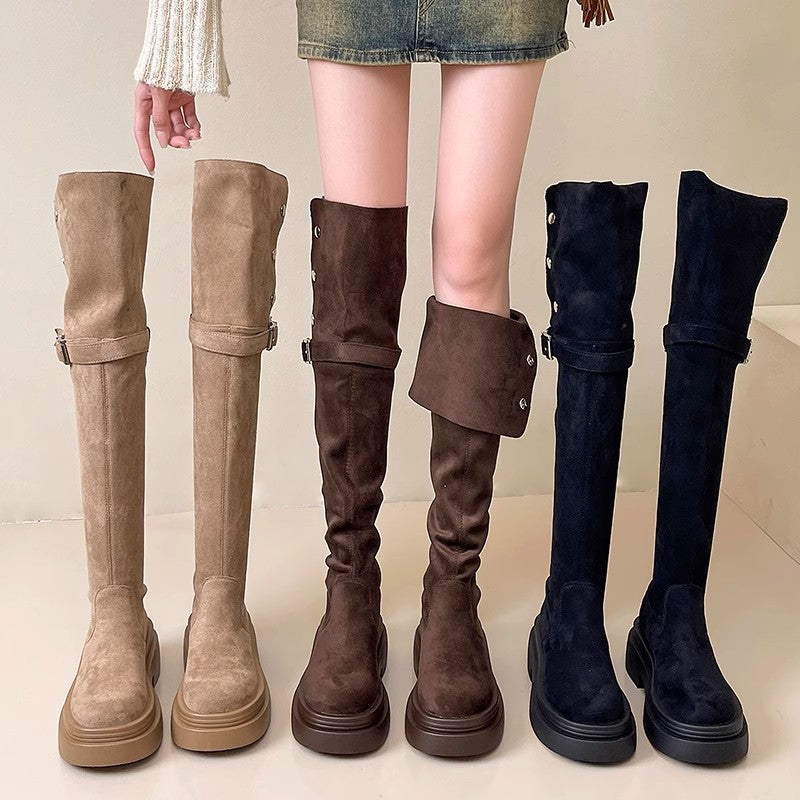 Foldable Two-Wear Thick-Heel Knight Boots