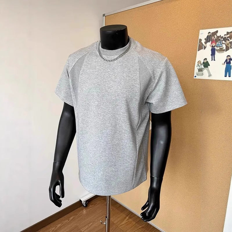 Heavyweight Men’s Crew Neck Retro T-Shirt - Summer American Style