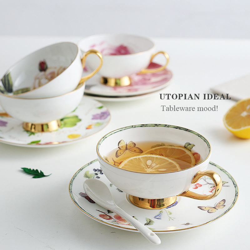 Bone China Ceramic Coffee Cup & Saucer Small European Set