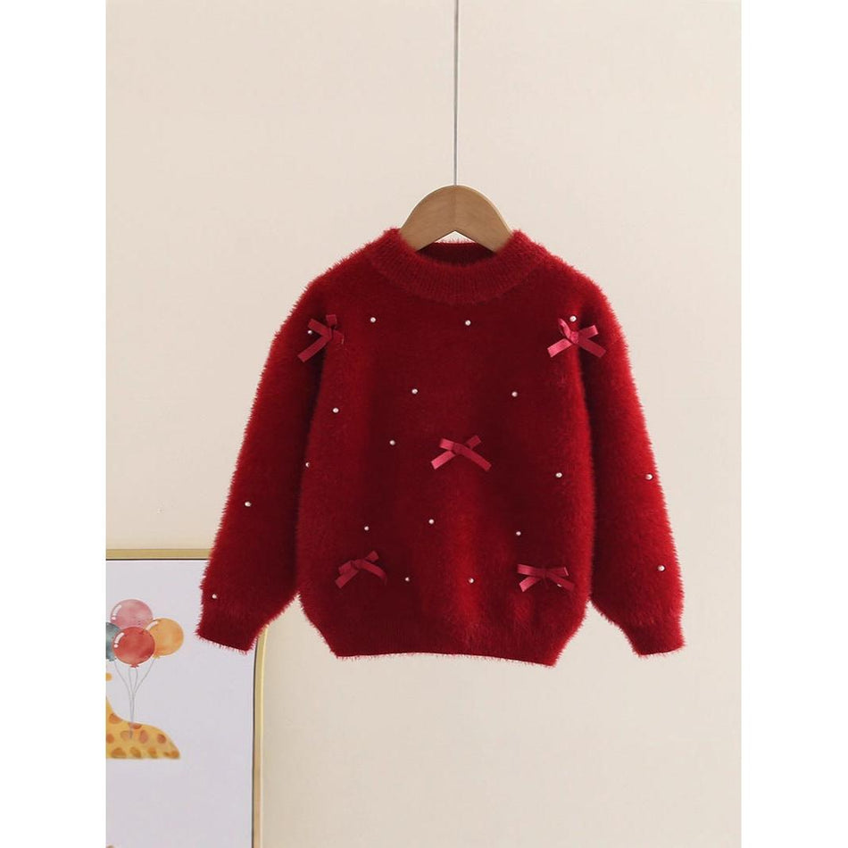 Girls Imitation Mink Sweater 2025 Winter Fashion Knitted Top