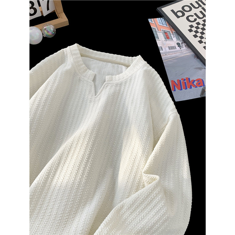 Men’s V-Neck Long Sleeve – Stylish Solid Base Shirt