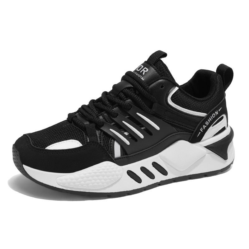 Men’s Color-Block Thick Sole Sneakers – Korean Casual Travel Shoes