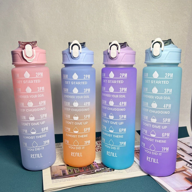 Gradient Large-Capacity Water Bottle with Scale – Space Cup