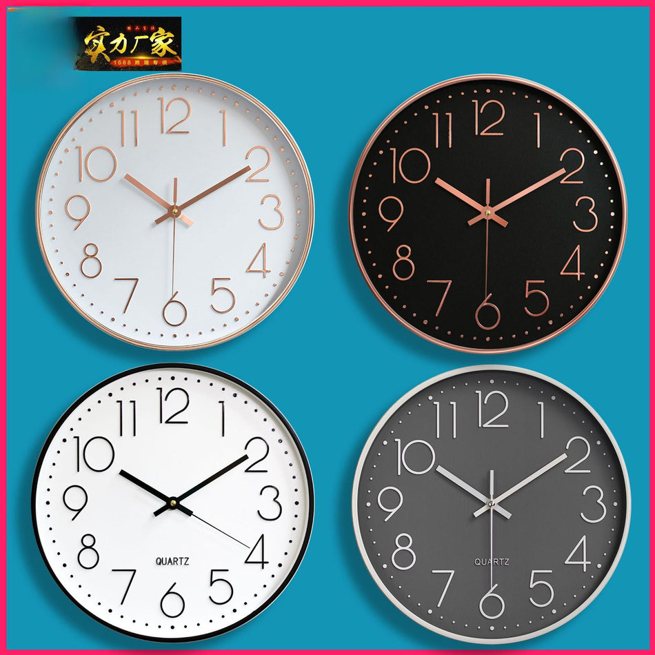 STOCK-30cm Silent Wall Clock for Living Room – Quartz Design