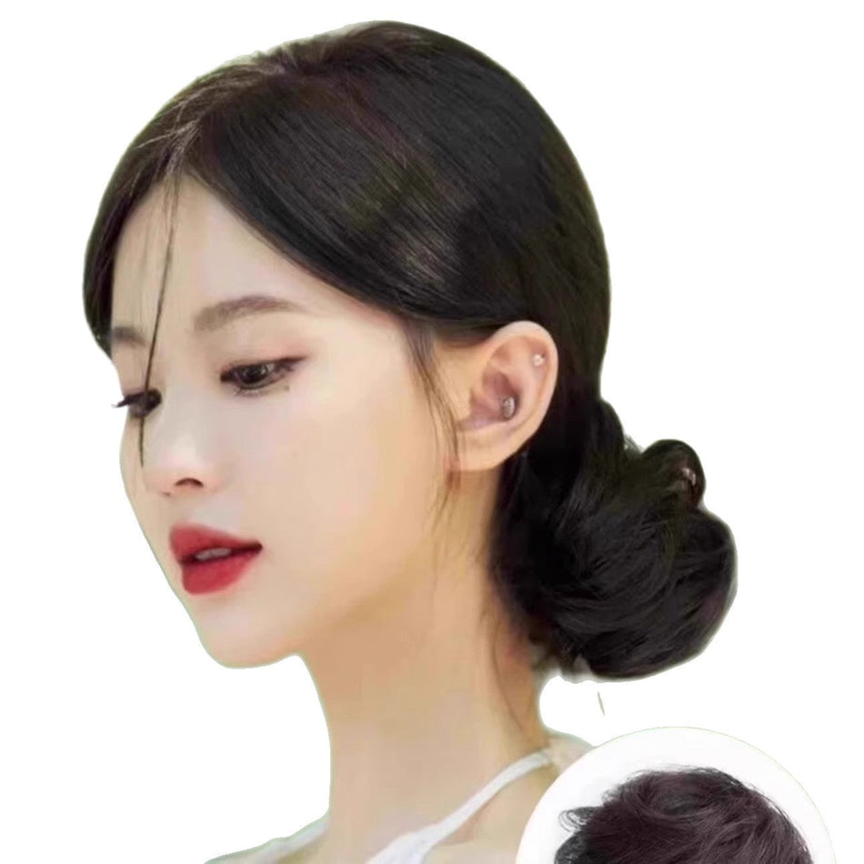 Real Hair Low Bun Wig – Ancient Style Flower Bun Hair Tie