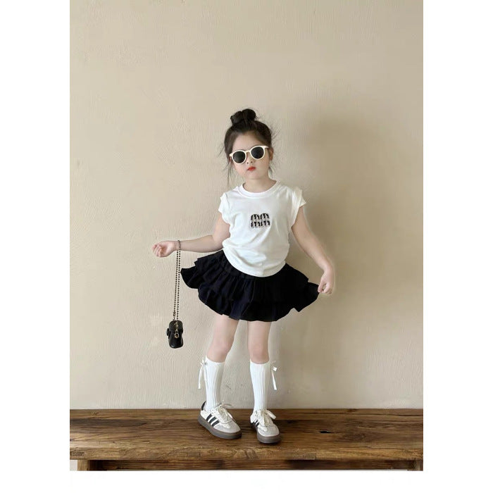 Girls Letter Print T-Shirt & Cake Skirt Set – Korean Kids Fashion Nepal | Tudoholic
