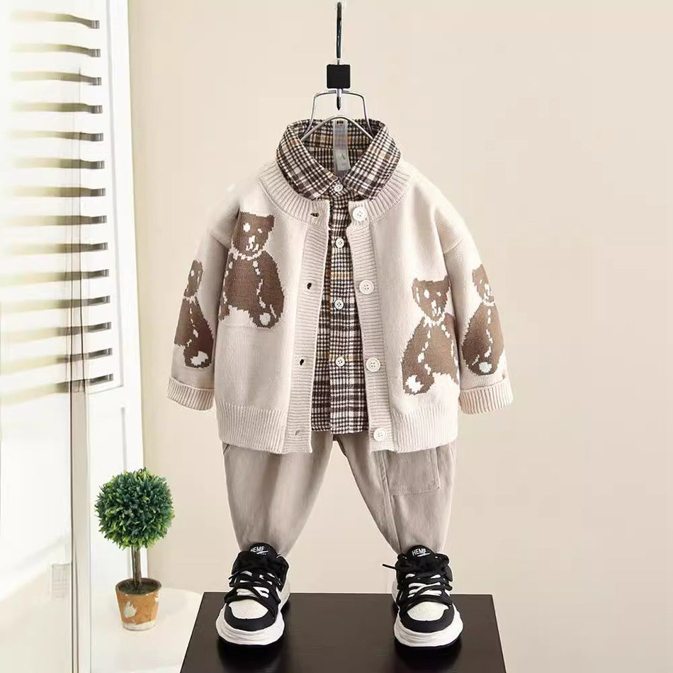 Boys’ 3-Piece Fashion Sweater Cardigan Spring Autumn