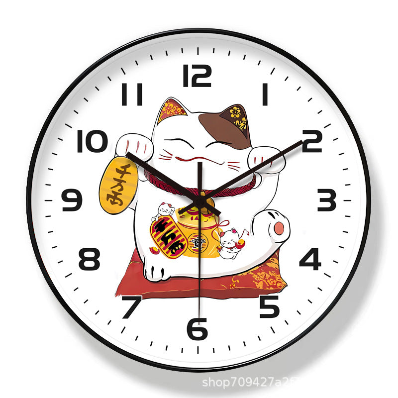 8-Inch Lucky Cat Wall Clock for Home Decor