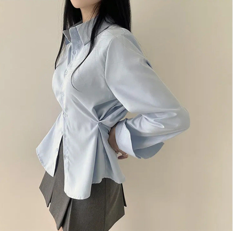 STOCK - Women's Korean Slim Fit Lapel Long Sleeve Shirt