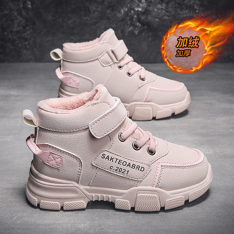 Girls’ Winter Cotton Snow Boots – Fleece-Lined & Warm