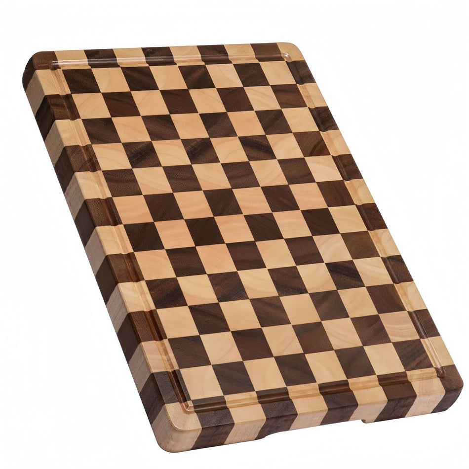 Acacia & Rubber Wood Chessboard Grid Cutting Board