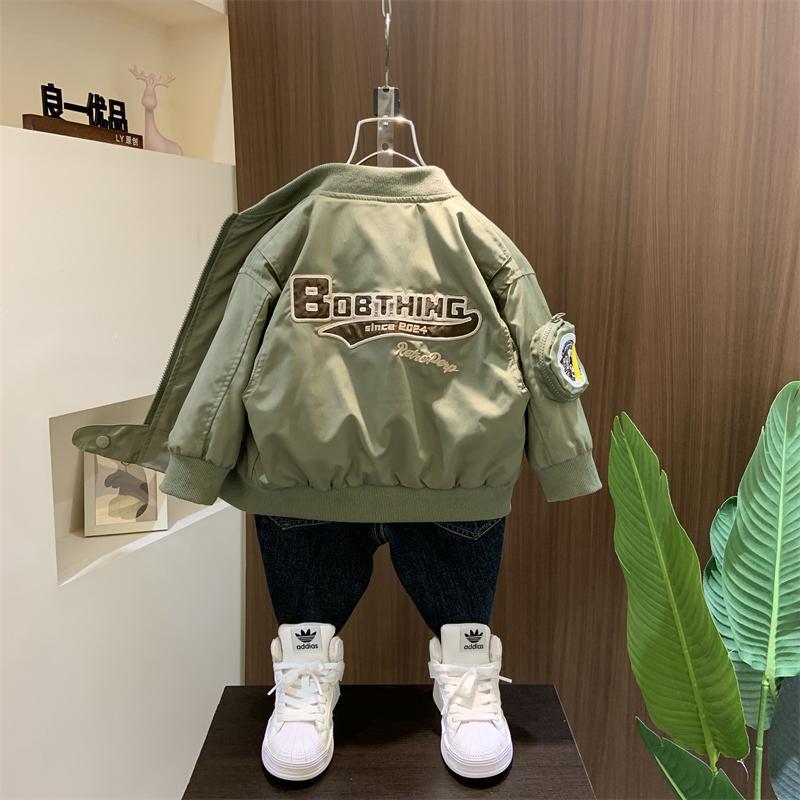 Boys Spring Bomber Jacket Kids Trendy Baseball Coat
