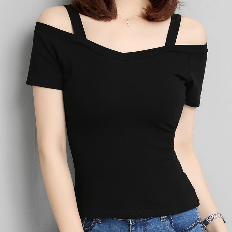 STOCK-Korean Off Shoulder Slim Fit Short Sleeve Top for Women