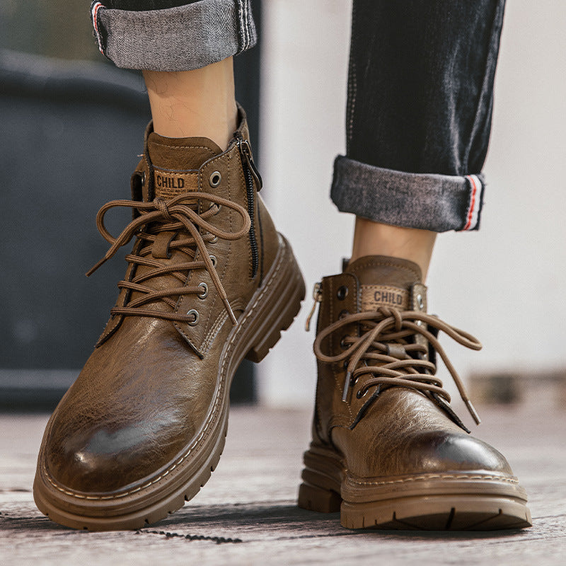 Retro Workwear Martin Boots | Plus Size Leather Outdoor