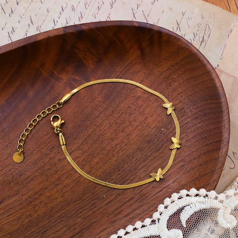 Titanium Steel Butterfly Snake Chain Bracelet