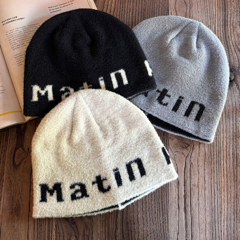 Korean Winter Knitted Wool Hat – Street Style Beanie for Men &