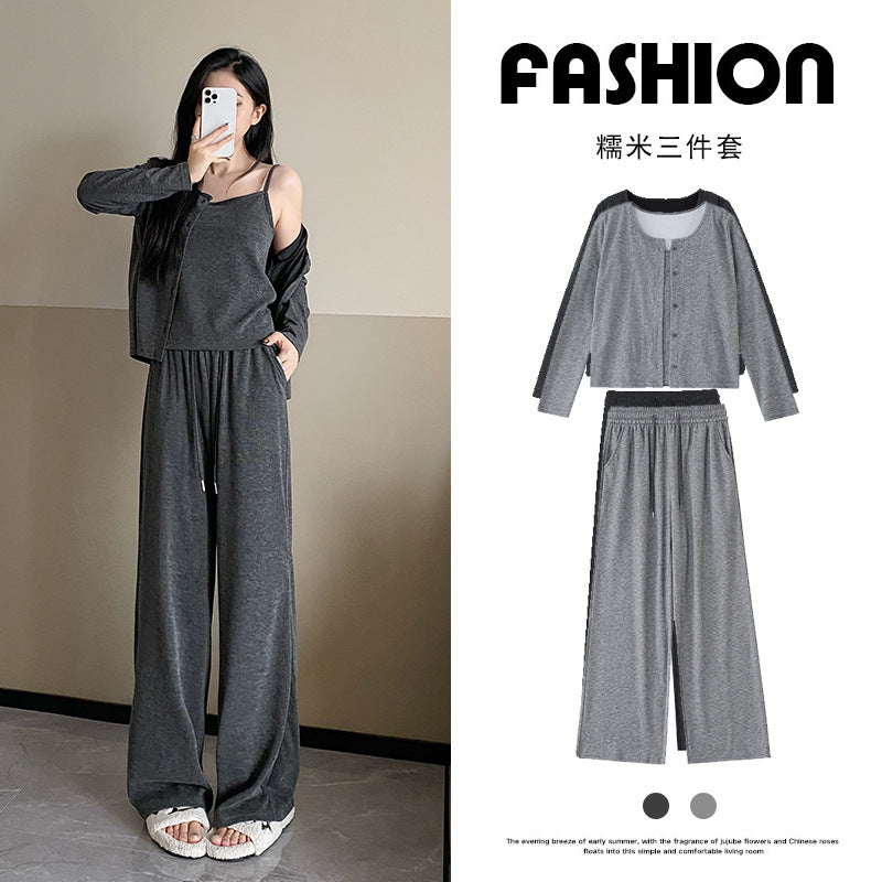 Casual Hooded Three-Piece Sports Set Women