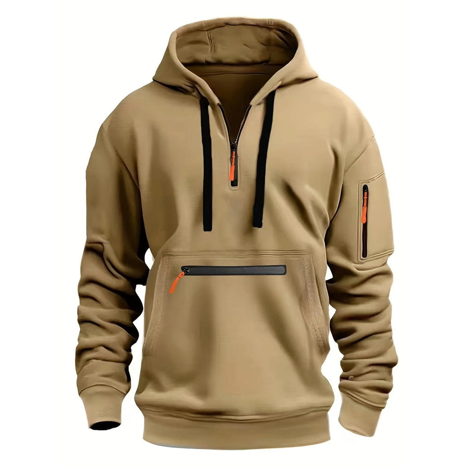 Men’s European-Style Hoodie – Autumn-Winter Fleece Zipper Sweater