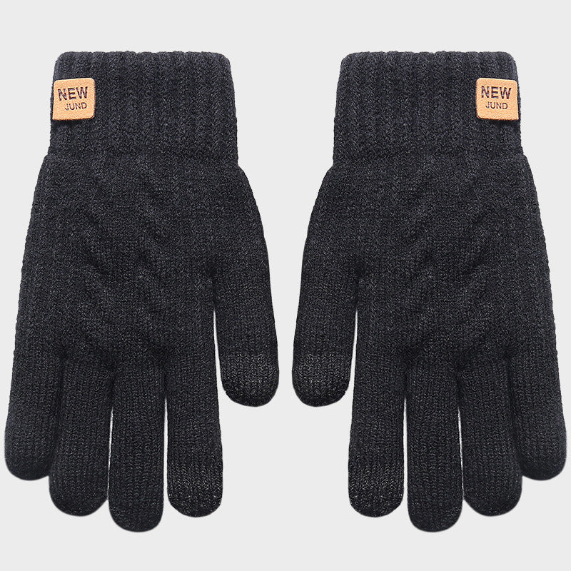 Men’s Double-Layer Fleece Touchscreen Winter Gloves