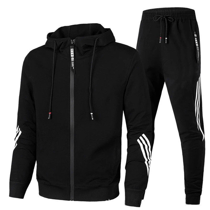 Men's Spring-Autumn Hooded Sweatshirt Slim Sports Two-Piece Set
