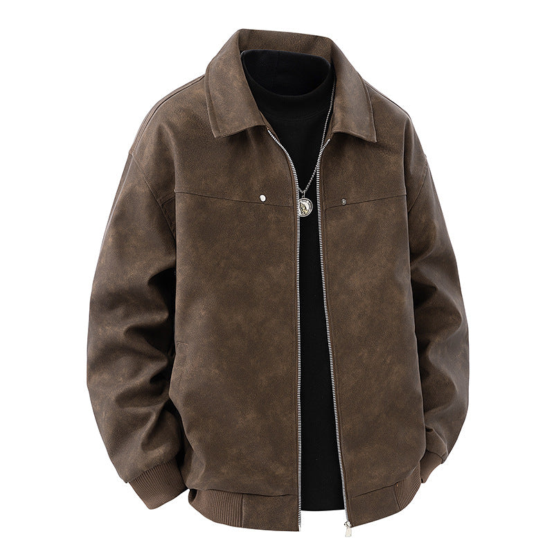 Men’s PU Leather Biker Jacket for Spring & Autumn