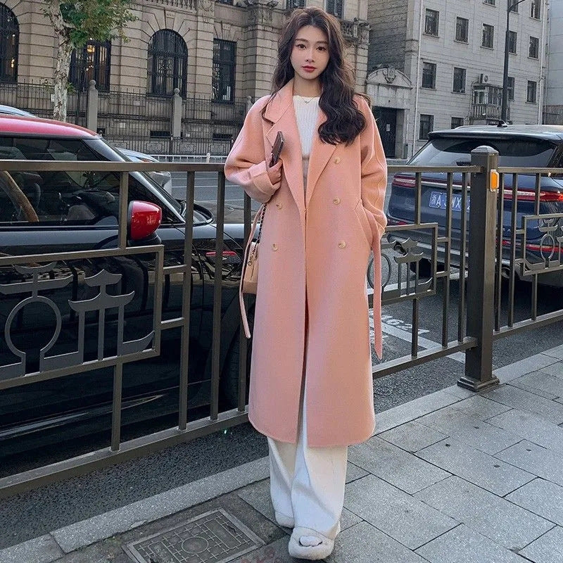 STOCK-Korean Woolen Mid-Length Coat