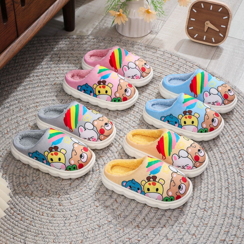 STOCK-Children's Cotton Slippers – Winter Waterproof PU Warm
