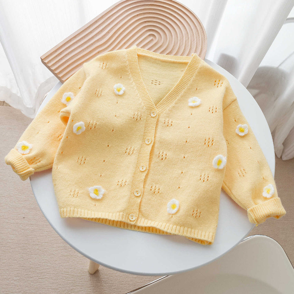 Girls’ V-Neck Knitted Cardigan – Spring & Autumn Wear